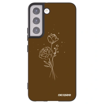Picasee silikonski črni ovitek za Samsung Galaxy S22 5G - Brown flowers