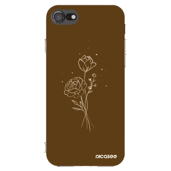 Picasee silikonski prozorni ovitek za Apple iPhone SE 2022 - Brown flowers