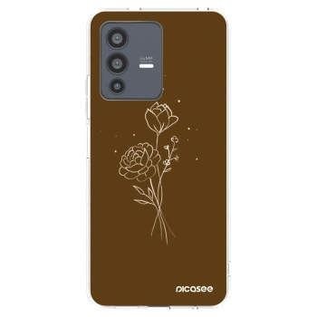 Picasee silikonski prozorni ovitek za Vivo V23 5G - Brown flowers
