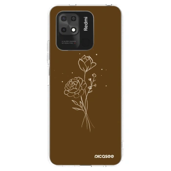 Picasee silikonski prozorni ovitek za Xiaomi Redmi 10C - Brown flowers