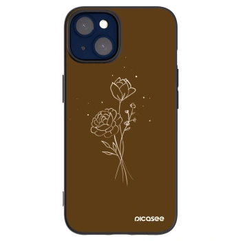 Picasee silikonski črni ovitek za Apple iPhone 14 - Brown flowers