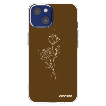 Picasee silikonski prozorni ovitek za Apple iPhone 14 - Brown flowers