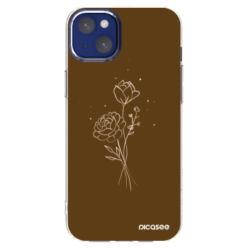Picasee silikonski prozorni ovitek za Apple iPhone 14 Plus - Brown flowers