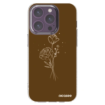 Picasee silikonski prozorni ovitek za Apple iPhone 14 Pro - Brown flowers
