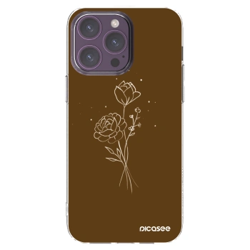 Picasee silikonski prozorni ovitek za Apple iPhone 14 Pro Max - Brown flowers