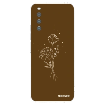 Picasee silikonski prozorni ovitek za Sony Xperia 10 IV 5G - Brown flowers