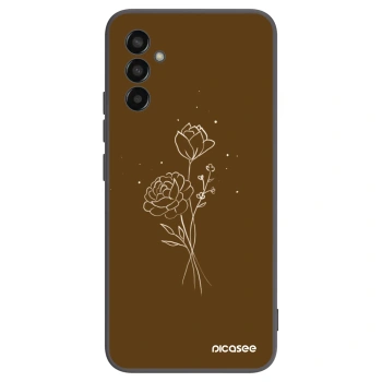 Picasee silikonski črni ovitek za Samsung Galaxy M13 M135F - Brown flowers