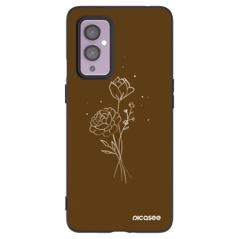 Picasee silikonski črni ovitek za OnePlus 9 - Brown flowers
