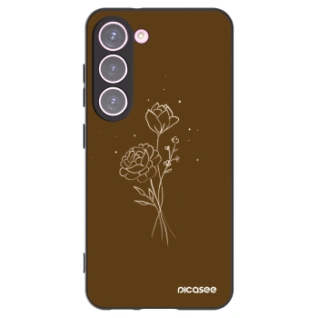Picasee silikonski črni ovitek za Samsung Galaxy S23 5G - Brown flowers