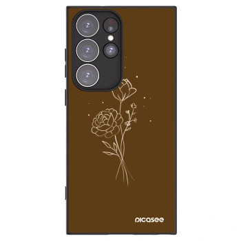 Picasee silikonski črni ovitek za Samsung Galaxy S23 Ultra 5G - Brown flowers