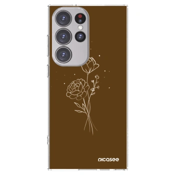 Picasee silikonski prozorni ovitek za Samsung Galaxy S23 Ultra 5G - Brown flowers