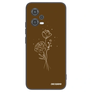 Picasee silikonski črni ovitek za Xiaomi Poco X5 - Brown flowers