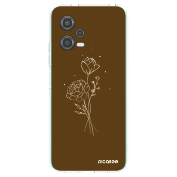 Picasee silikonski prozorni ovitek za Xiaomi Poco X5 - Brown flowers