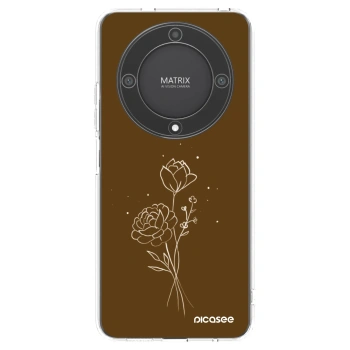 Picasee silikonski prozorni ovitek za Honor Magic5 Lite 5G - Brown flowers