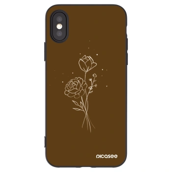 Picasee silikonski črni ovitek za Apple iPhone X/XS - Brown flowers