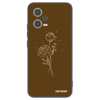 Picasee silikonski črni ovitek za Xiaomi Redmi Note 12 5G - Brown flowers