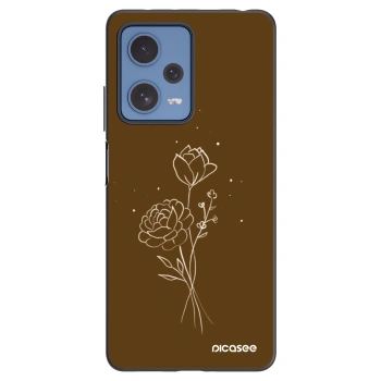 Picasee silikonski črni ovitek za Xiaomi Redmi Note 12 Pro 5G - Brown flowers