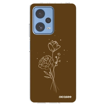 Picasee silikonski prozorni ovitek za Xiaomi Redmi Note 12 Pro 5G - Brown flowers