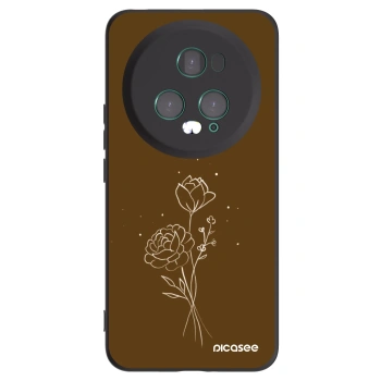 Picasee silikonski črni ovitek za Honor Magic5 Pro - Brown flowers
