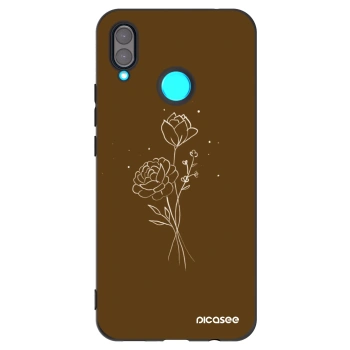 Picasee silikonski črni ovitek za Huawei Nova 3 - Brown flowers