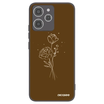 Picasee silikonski črni ovitek za Xiaomi Redmi 12 4G - Brown flowers