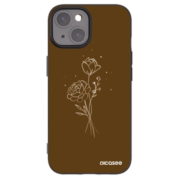 Picasee silikonski črni ovitek za Apple iPhone 15 - Brown flowers