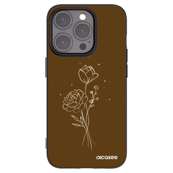 Picasee silikonski črni ovitek za Apple iPhone 15 Pro - Brown flowers