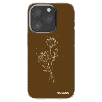 Picasee silikonski prozorni ovitek za Apple iPhone 15 Pro - Brown flowers