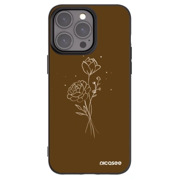 Picasee silikonski črni ovitek za Apple iPhone 15 Pro Max - Brown flowers