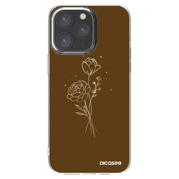 Picasee silikonski prozorni ovitek za Apple iPhone 15 Pro Max - Brown flowers