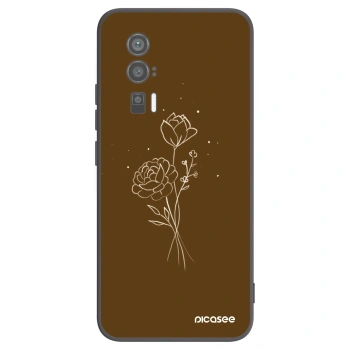 Picasee silikonski črni ovitek za Xiaomi Poco F5 Pro 5G - Brown flowers