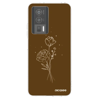 Picasee silikonski prozorni ovitek za Xiaomi Poco F5 Pro 5G - Brown flowers