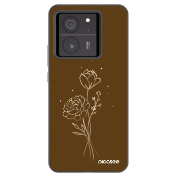 Picasee silikonski črni ovitek za Xiaomi 13T Pro - Brown flowers