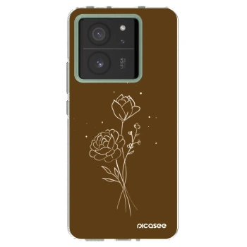 Picasee silikonski prozorni ovitek za Xiaomi 13T Pro - Brown flowers