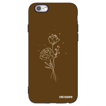 Picasee silikonski črni ovitek za Apple iPhone 6/6S - Brown flowers