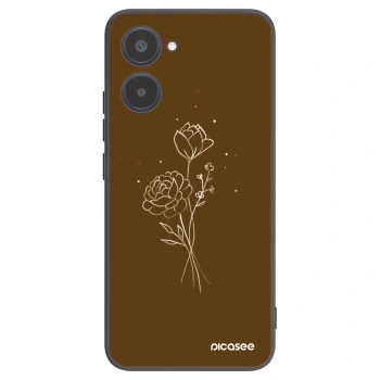 Picasee silikonski črni ovitek za Realme 10 4G - Brown flowers