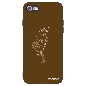 Picasee silikonski črni ovitek za Apple iPhone 7 - Brown flowers