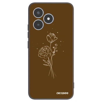 Picasee silikonski črni ovitek za Realme C53 - Brown flowers