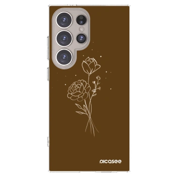 Picasee silikonski prozorni ovitek za Samsung Galaxy S24 Ultra S928B 5G - Brown flowers