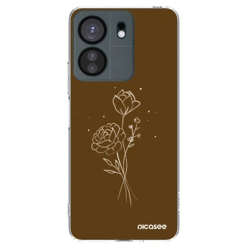 Picasee silikonski prozorni ovitek za Xiaomi Redmi 13C 4G - Brown flowers