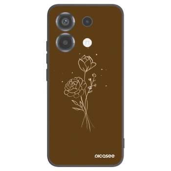 Picasee silikonski črni ovitek za Xiaomi Poco X6 - Brown flowers
