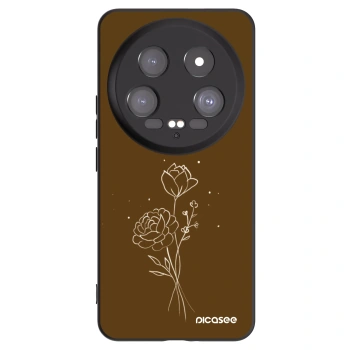 Picasee silikonski črni ovitek za Xiaomi 14 Ultra - Brown flowers