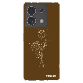 Picasee silikonski prozorni ovitek za Xiaomi Redmi Note 13 4G - Brown flowers