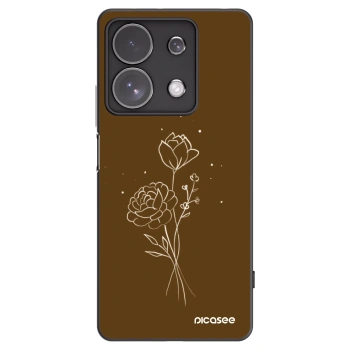 Picasee silikonski črni ovitek za Xiaomi Redmi Note 13 Pro 4G - Brown flowers