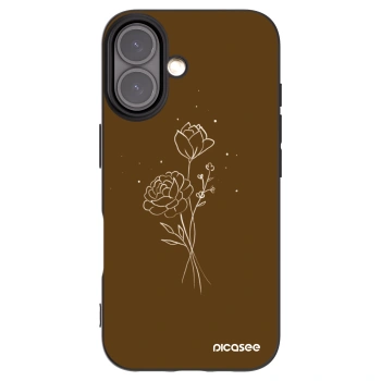 Picasee silikonski črni ovitek za Apple iPhone 16 - Brown flowers
