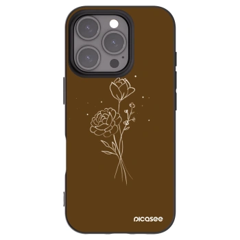 Picasee silikonski črni ovitek za Apple iPhone 16 Pro - Brown flowers