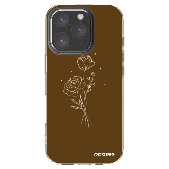 Picasee silikonski prozorni ovitek za Apple iPhone 16 Pro - Brown flowers