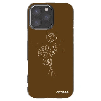 Picasee silikonski prozorni ovitek za Apple iPhone 16 Pro Max - Brown flowers