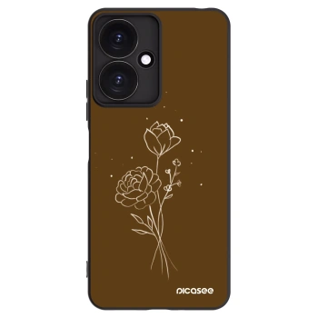 Picasee silikonski črni ovitek za Xiaomi Redmi 13C 5G - Brown flowers