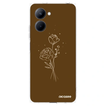 Picasee silikonski prozorni ovitek za Realme C33 (2023) - Brown flowers